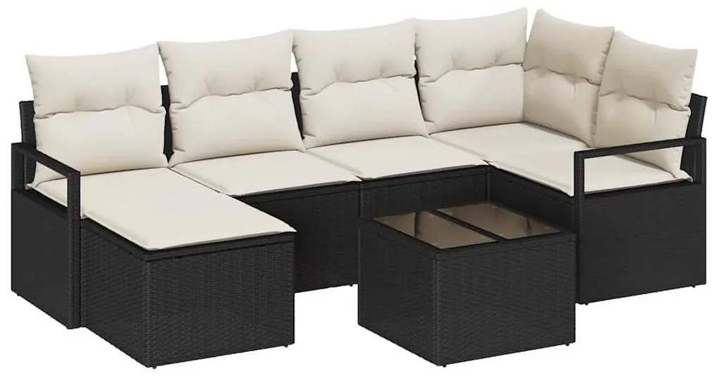 Conjunto de Sofás de Jardim 6 Peças com Almofadas em Rattan Sintético