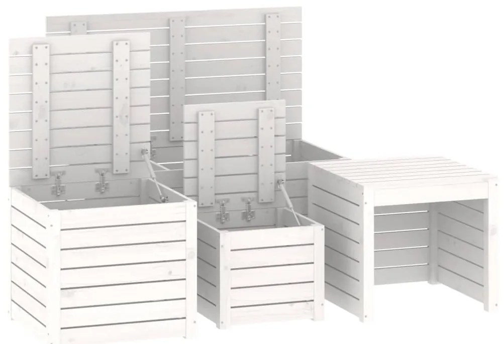 4 pcs conjunto de caixas de jardim pinho maciço branco