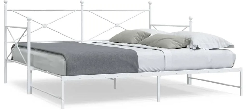 vidaXL Cama de dia com gavetão sem colchão 100x200 cm aço branco