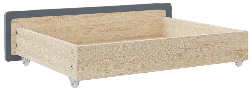 Gavetas de cama 2pcs derivados de madeira e veludo cinza-escuro