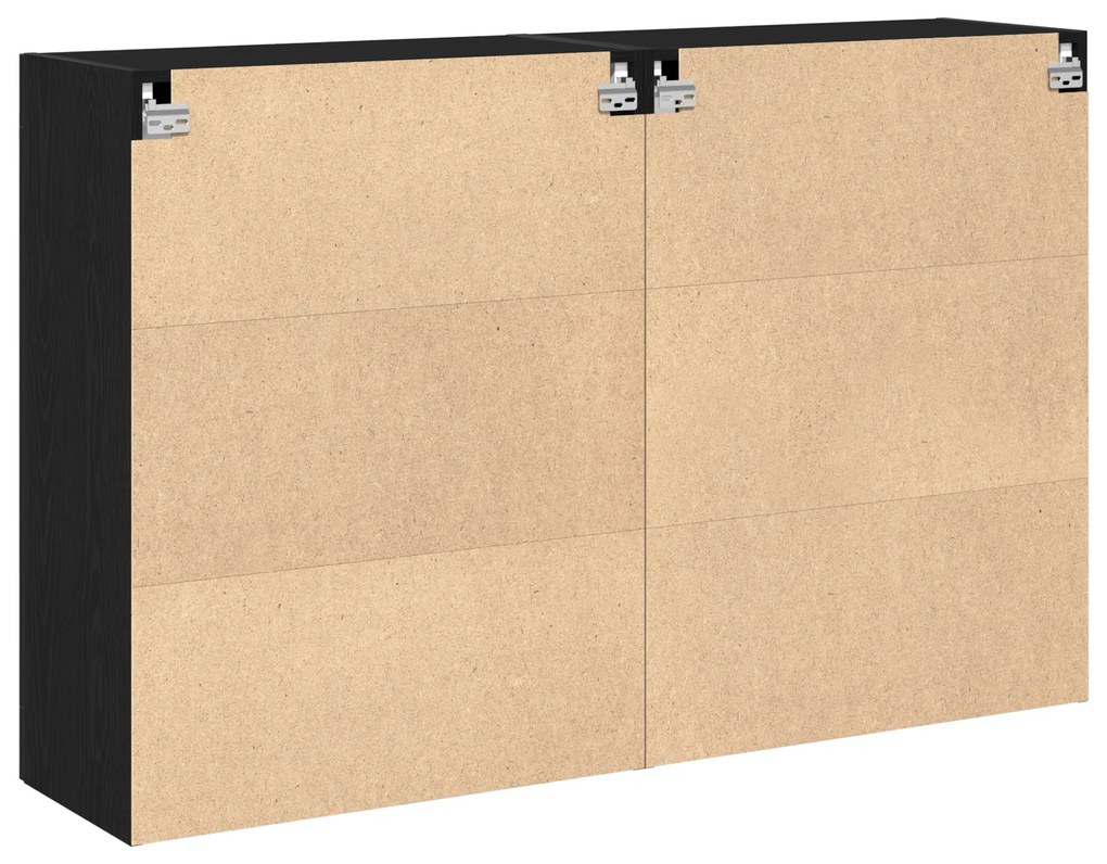 Armários de Parede 2 pcs Preto Carvalho 69,5x34x90 cm Madeira de Engen