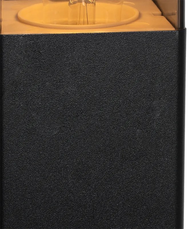 Candeeiro de pé exterior preto 70 cm IP44 com vidro fumê - Denmark