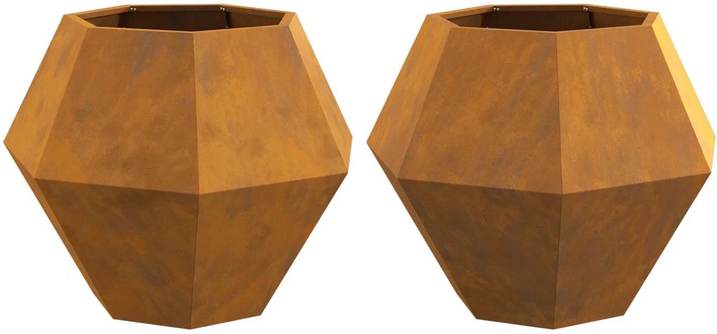 vidaXL Floreira 2 pcs Ferro Enferrujado 75 x 75 x 60 cm