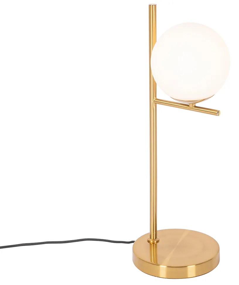 Candeeiro de mesa Art Deco dourado e vidro opala - Flore