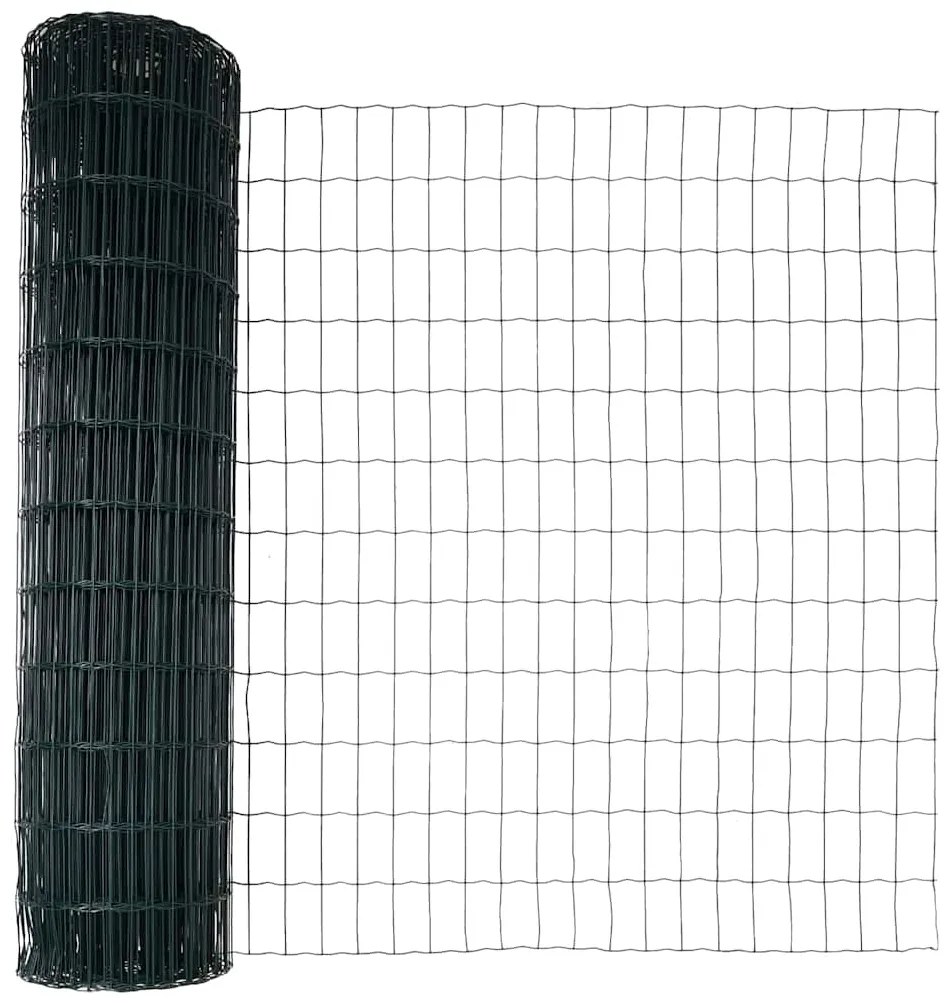 Cerca Euro com 7 postes, 1,2 x 10 m, em aço galvanizado verde