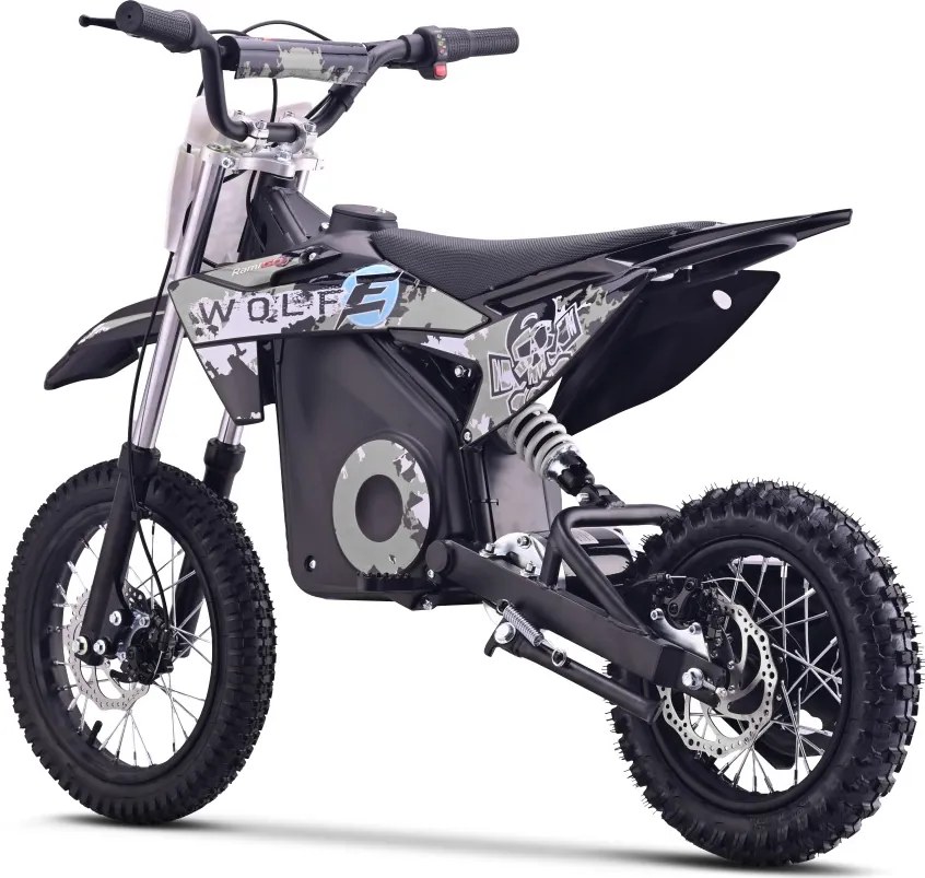 Mota Elétrica Infantil WOLF-E 1000W 36V com Bateria de Lítio, 3 Velocidades e Travões de Disco – Preta