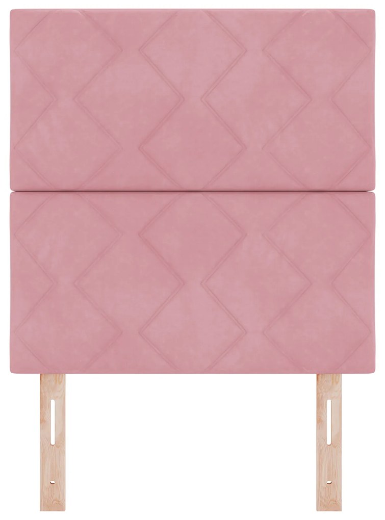 Cabeceira de Veludo Rosa da vidaXL com Padrão de Diamante - 80 cm, Cab