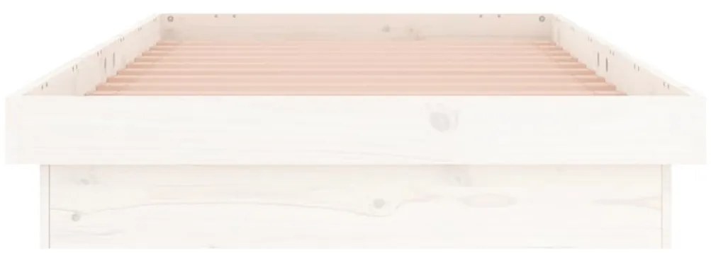 Estrutura de cama c/ luzes LEDs 100x200cm madeira maciça branco