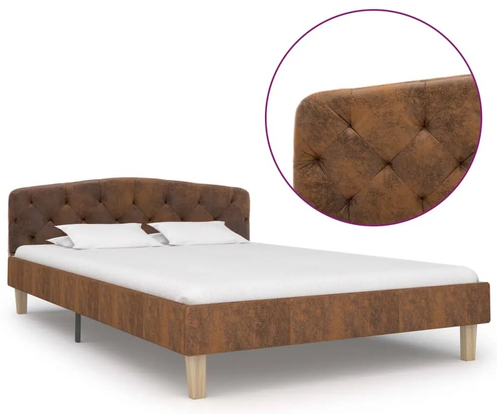 Estrutura de cama 120x200 cm camurça artificial castanho