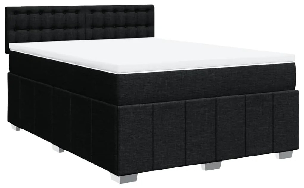 Cama com molas/colchão 140x200 cm tecido preto