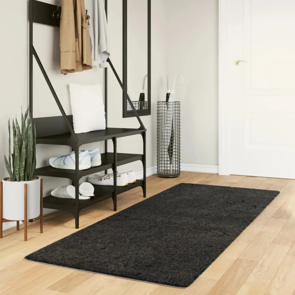 Tapete shaggy de pelo alto PAMPLONA 80x200 cm antracite