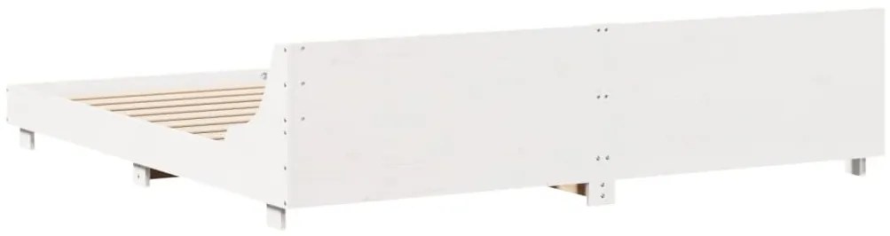 Cama sem colchão 200x200 cm madeira de pinho maciça branco