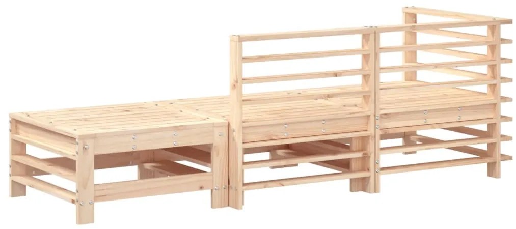 3 pcs conjunto lounge de jardim madeira de pinho maciça