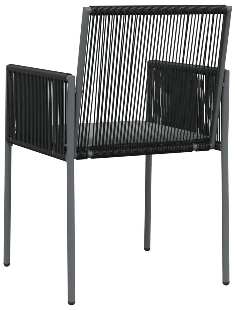 Cadeiras jardim c/ almofadões 4pcs 54x60,5x83,5cm vime PE preto