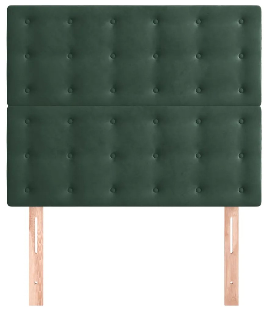 Cabeceira de cama 2 pcs veludo 80x5x78/88 cm verde-escuro