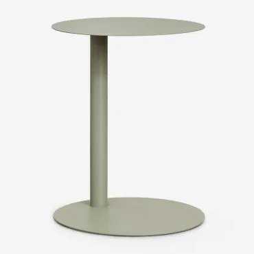 Mesa Auxiliar Para Jardim Redonda Ø40 Cm Em Aço Yannik Verde Cáqui - Sklum