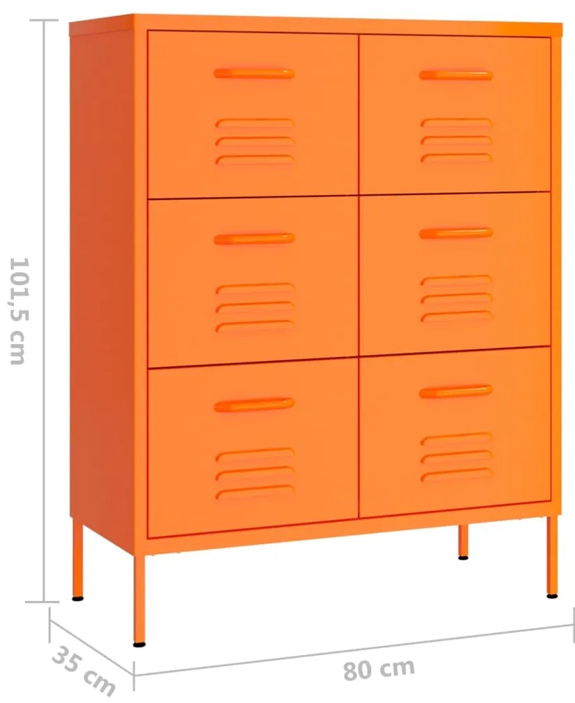 Armário com gavetas aço 80x35x101,5 cm laranja