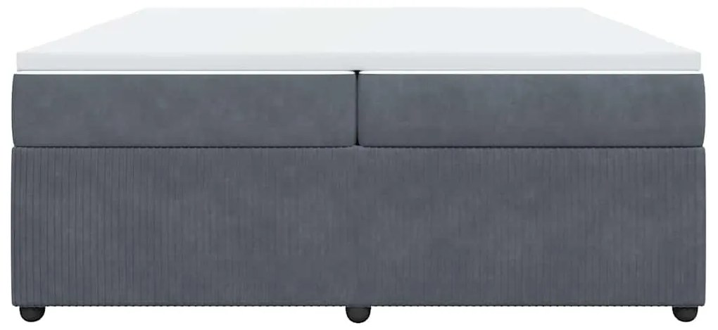 Cama com molas/colchão 200x200 cm veludo cinzento-escuro