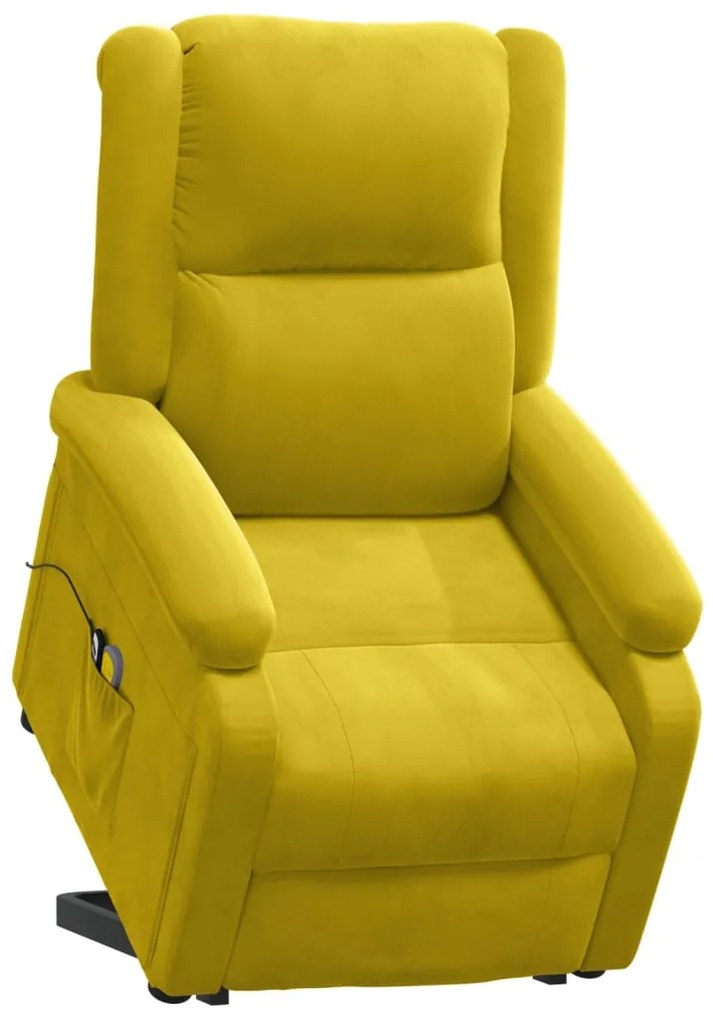 Poltrona de massagens elevatória veludo amarelo