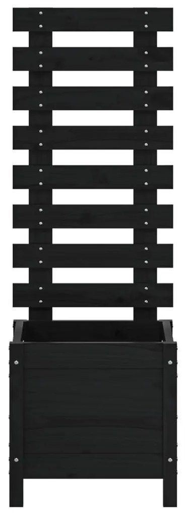 Vaso de jardim c/ suporte 39x39,5x114 cm pinho maciço preto