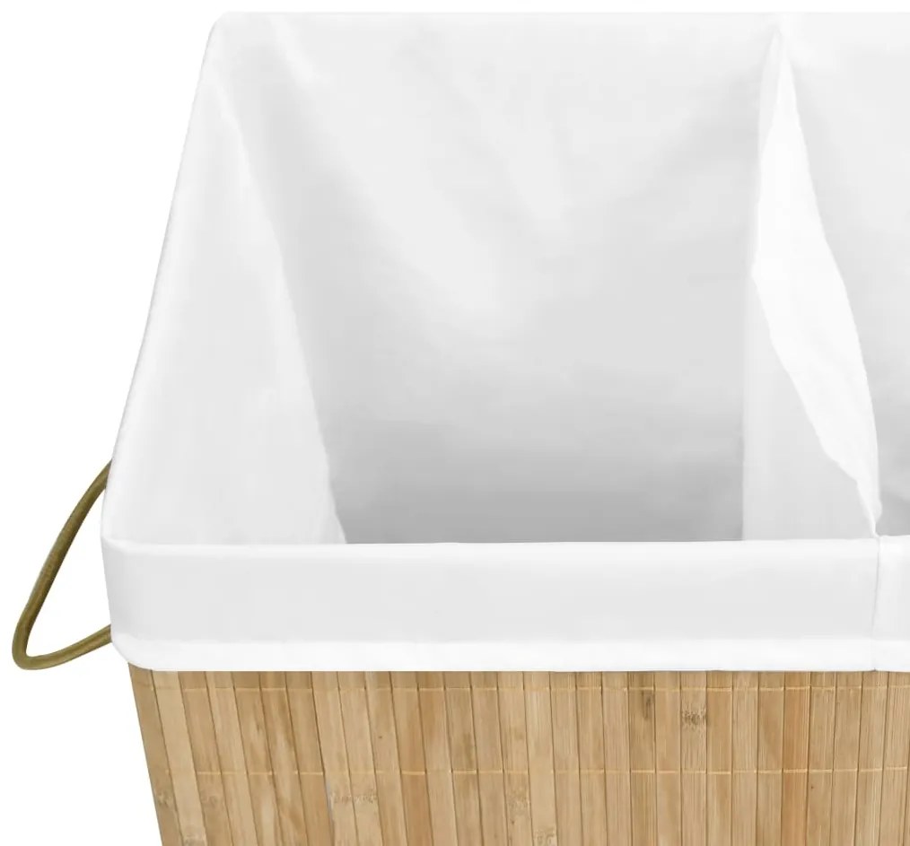 Cesto para roupa suja c/ 2 secções 100 L bambu