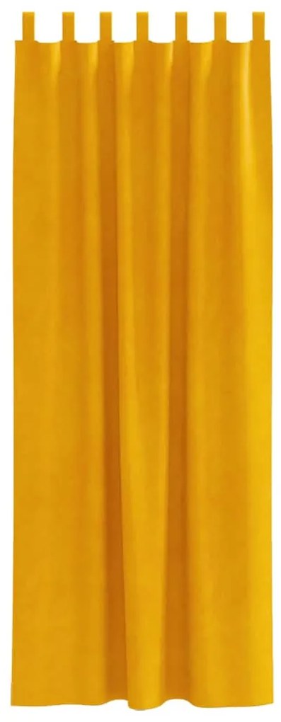 Cortinas Blackout vidaXL com Laços de Pendurar 2 pcs Amarelo Mostarda