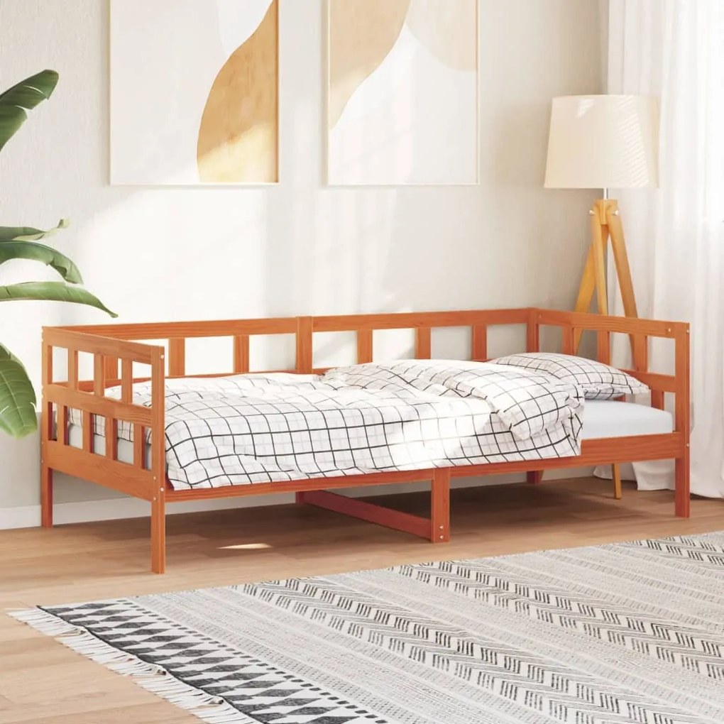 Sofá-cama sem colchão 80x200 cm madeira de pinho castanho cera