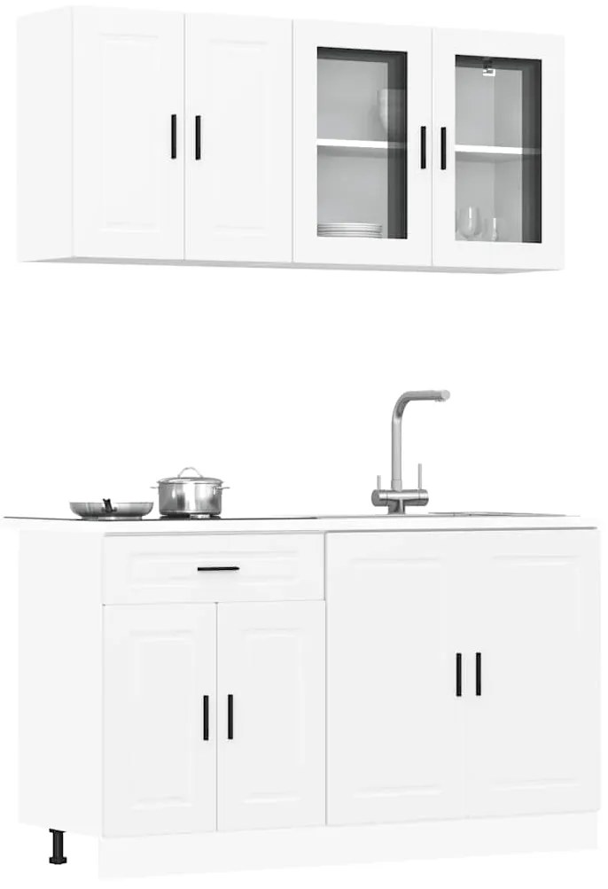 4 peças armário de cozinha conjunto Kalmar branco