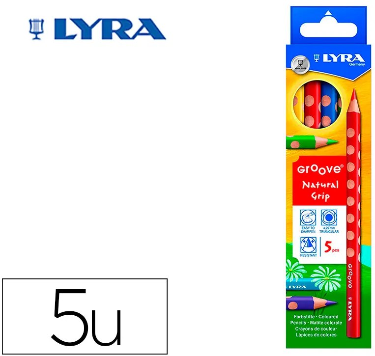 Lápis de Cor Lyra Groove Triangular Minas de 4,25 mm Caixa de 5 Cores