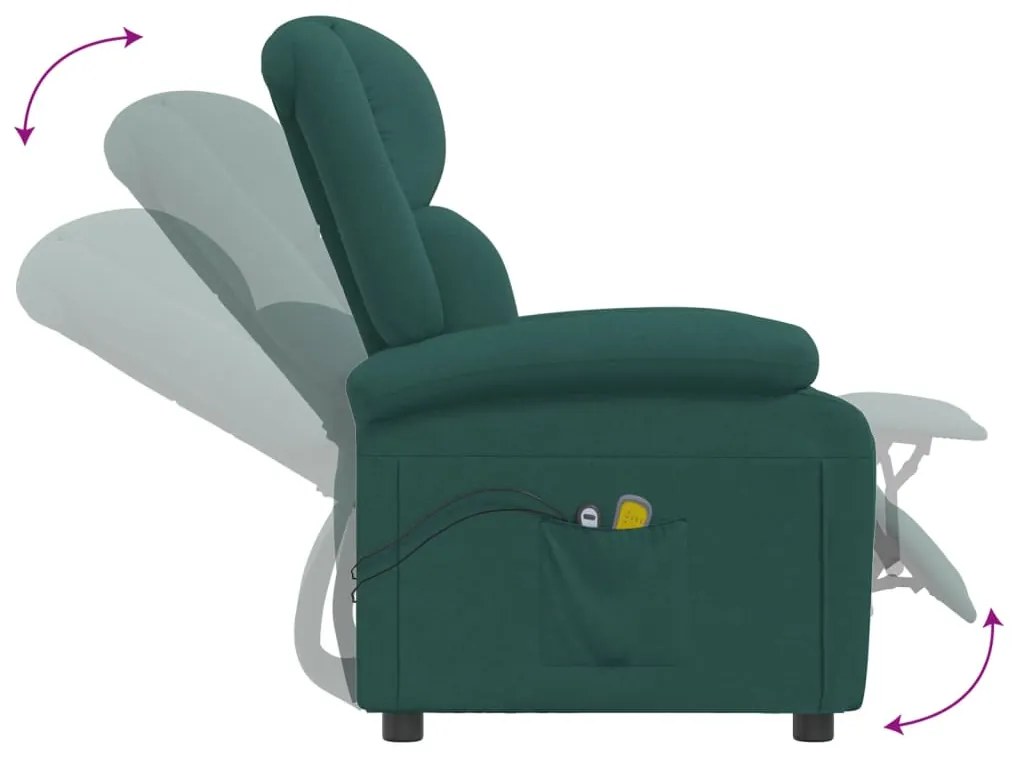 Poltrona de massagens elétrica tecido verde-escuro