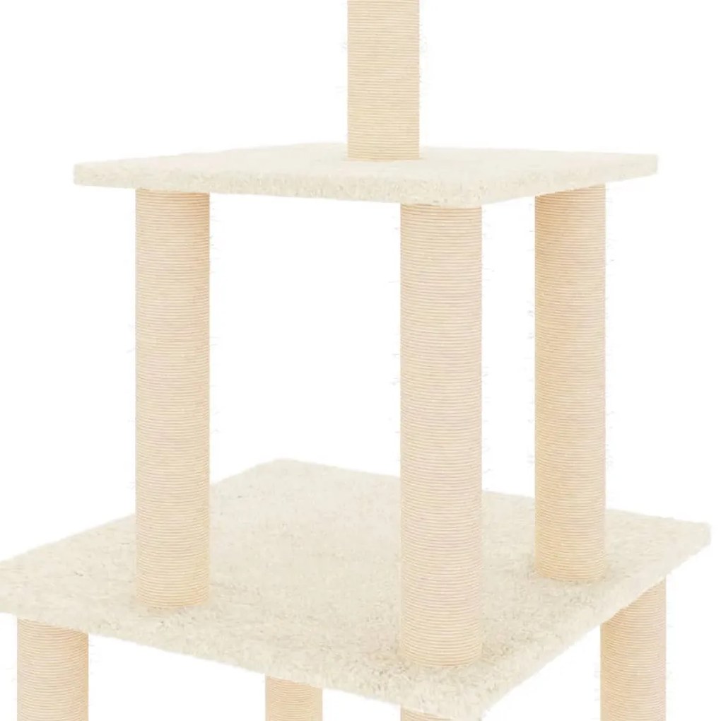 Árvore p/ gatos c/ postes arranhadores sisal 111 cm cor creme