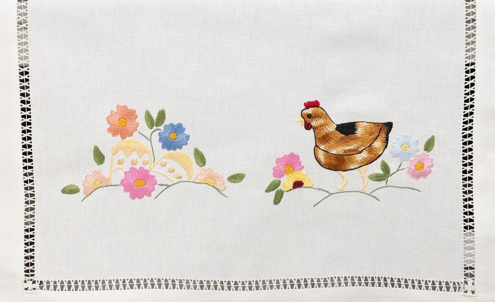 50x180 cm - Caminho de mesa linho - Bordados da Lixa