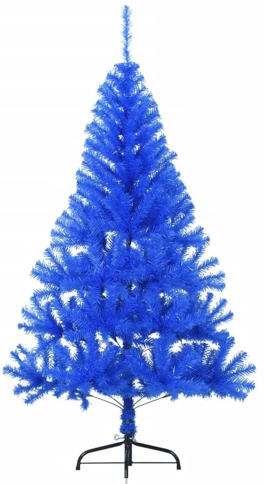Meia árvore de Natal artificial com suporte 120 cm PVC azul
