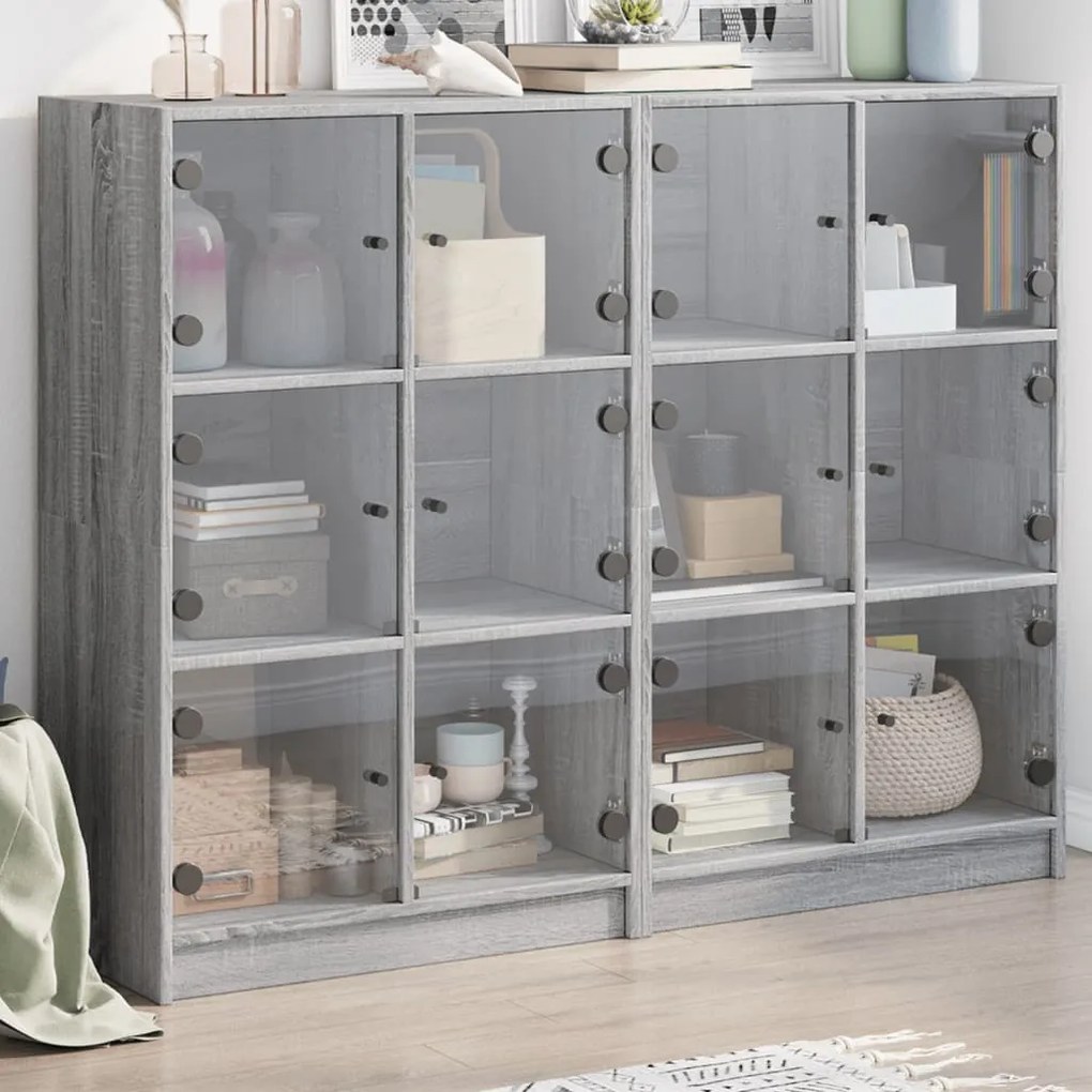 vidaXL Estante c/ portas 136x37x109 cm derivados madeira cinza sonoma