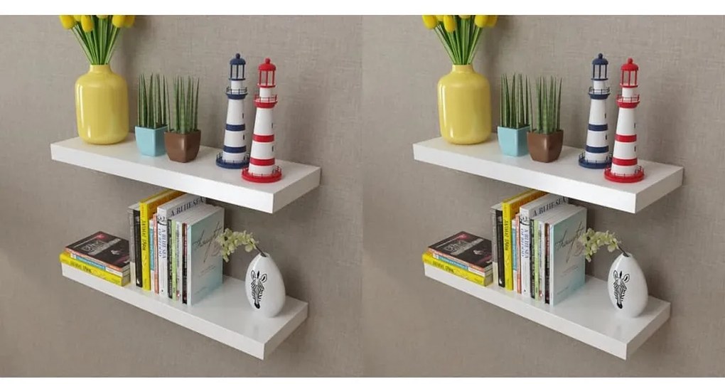 Prateleiras de parede 4 pcs branco 60 cm