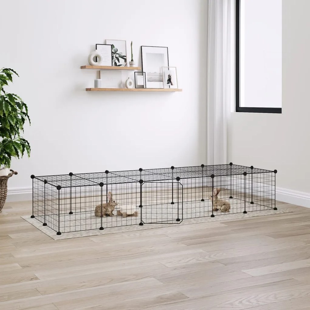 vidaXL Gaiola p/ animais de 28 painéis c/ porta 35x35 cm aço preto