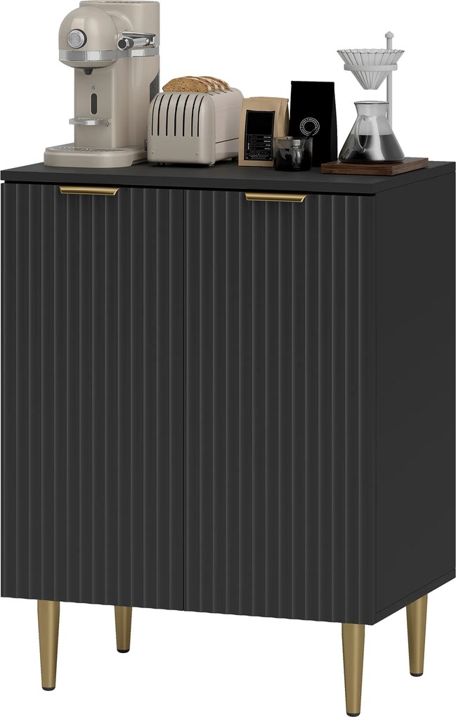 Aparador de Cozinha, 60 x 40 x 80 cm, Prateleira Regulável, Preto