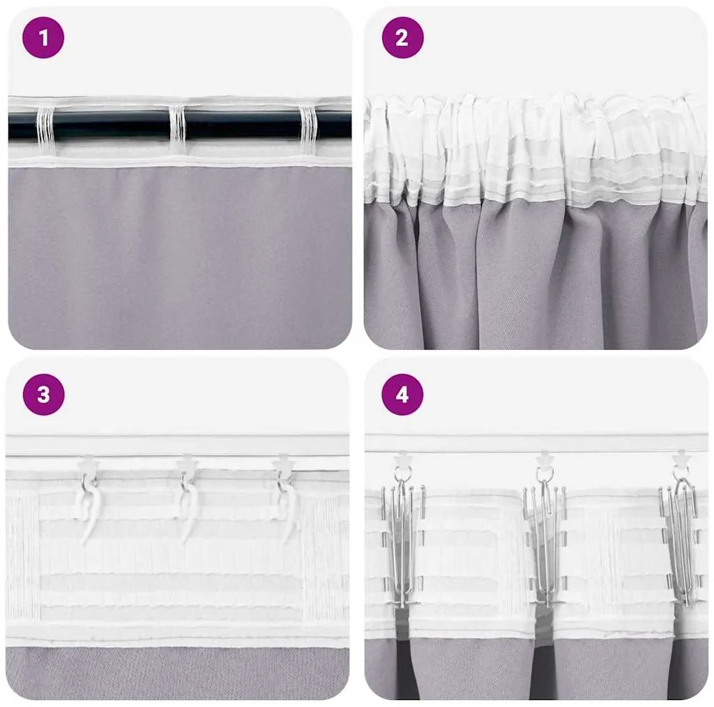 Cortinas 2 pcs Cinza Metálico 225 x 140 cm Poliéster