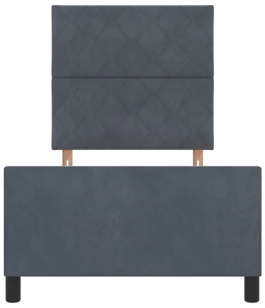 Cama Cinza Escuro 100x200 cm Veludo