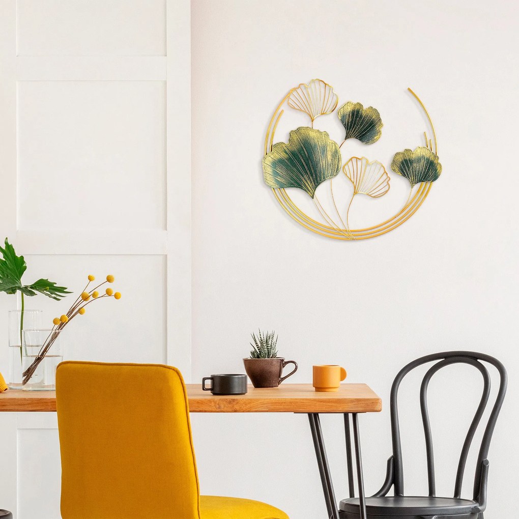 Acessório de Parede Decorativo Bys-009 – Verde/Dourado – 70 x 70 x 7 c