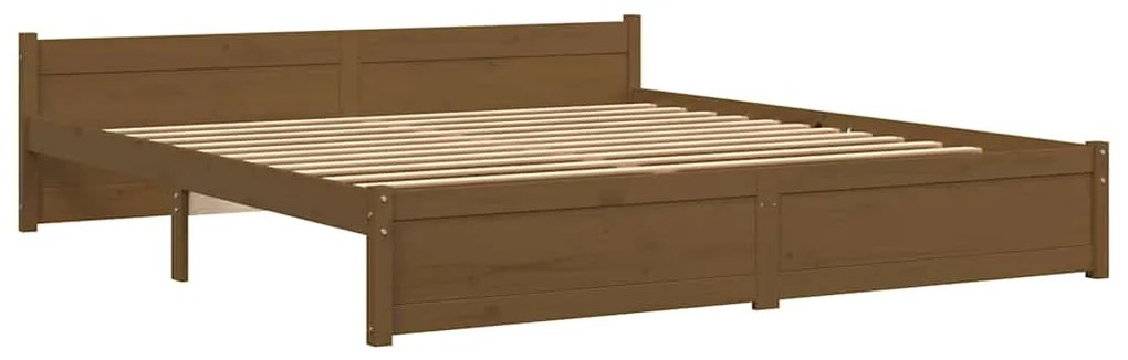 Estrutura de cama 200x200 cm madeira maciça castanho mel