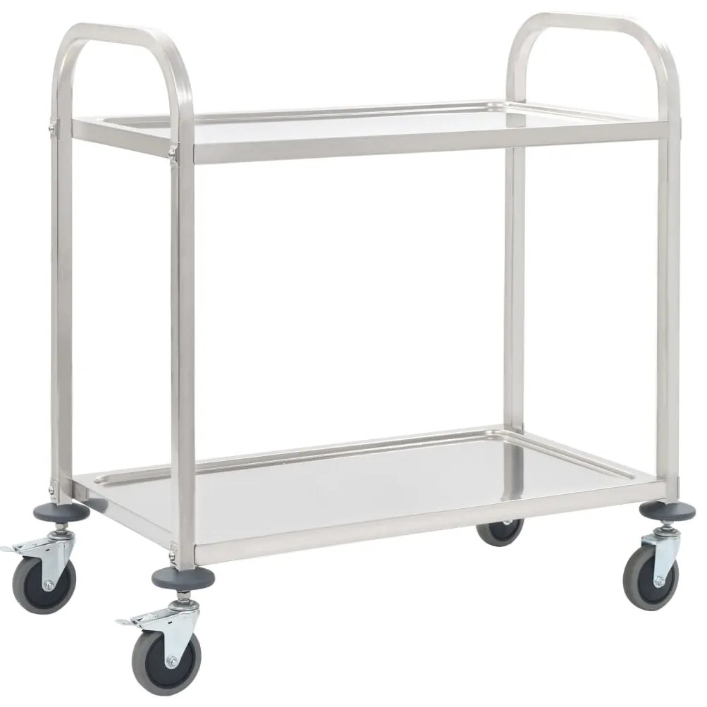 Carrinho de cozinha de 2 níveis 95x45x83,5 cm aço inoxidável