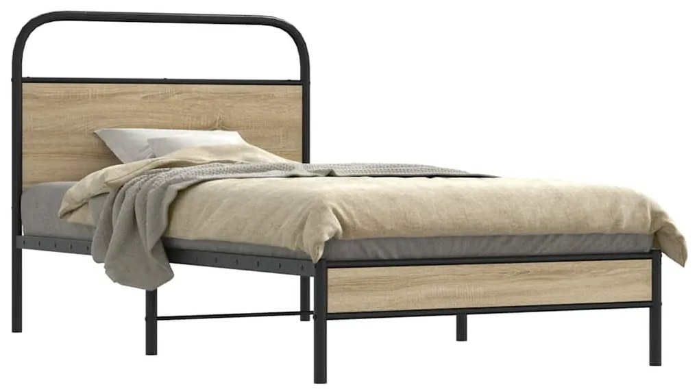vidaXL Estrutura cama s/ colchão derivados de madeira carvalho fumado