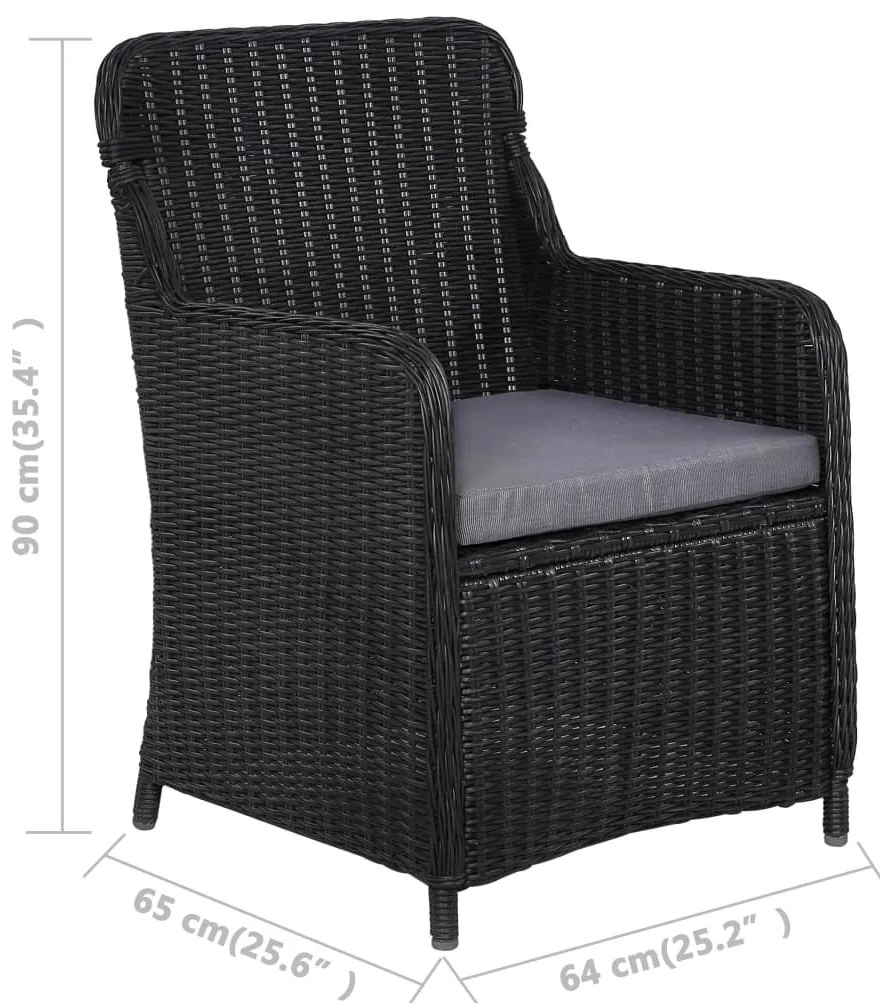5 pcs conjunto de jantar para jardim preto