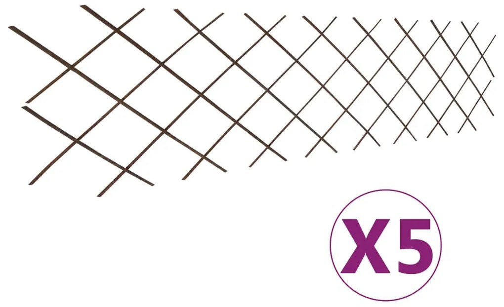 vidaXL Cercas em treliça salgueiro 5 pcs 180x60 cm