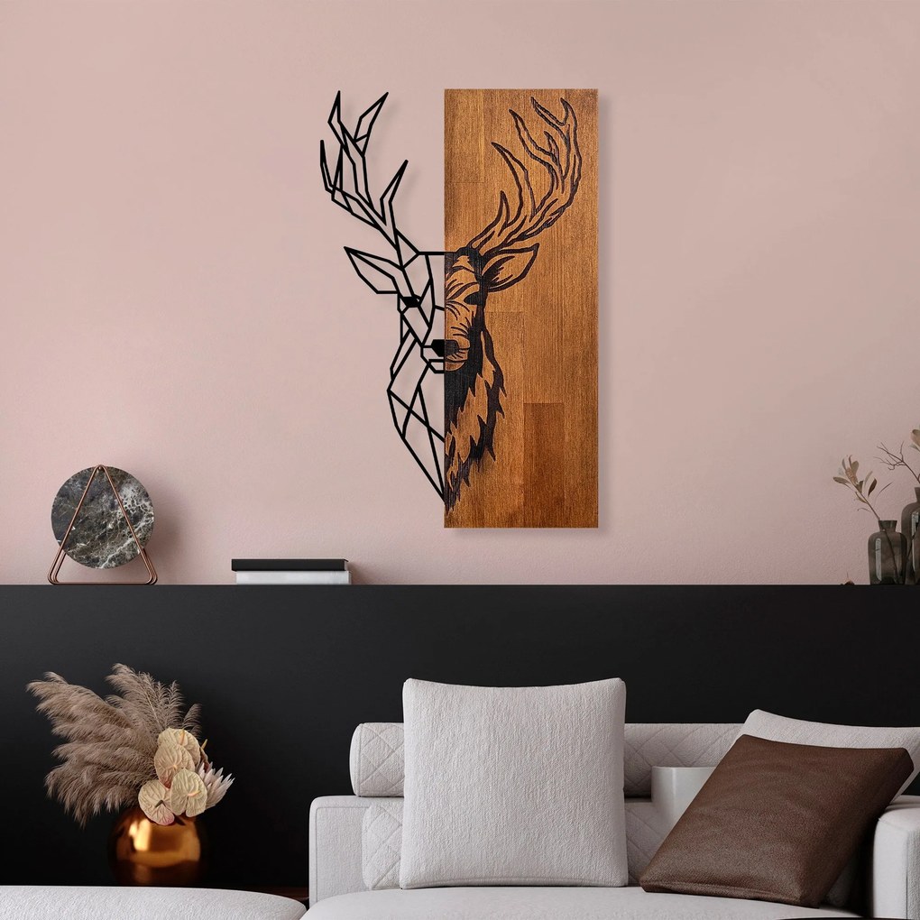 Acessório Decorativo de Parede Ma-393 – Nogueira e Preto – 33 x 58 cm