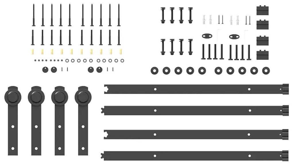 Kit de ferragens para porta deslizante 152,5 cm aço preto