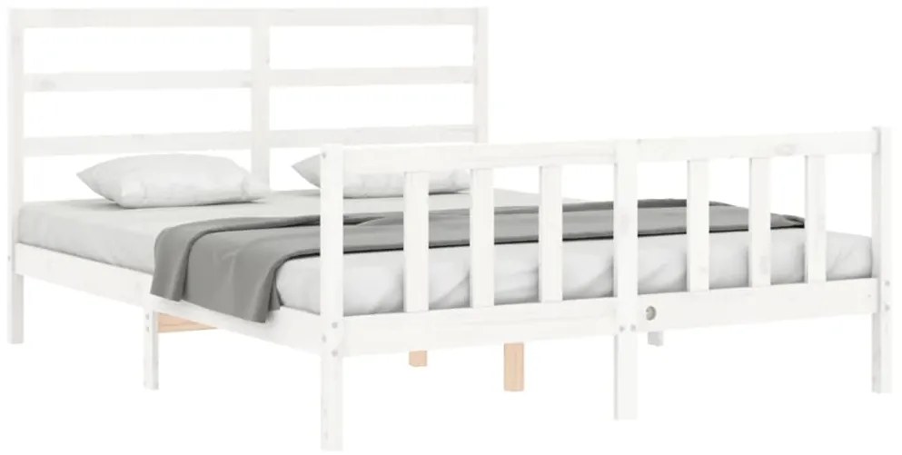 Cama sem colchão 160x200 cm madeira de pinho maciça branco