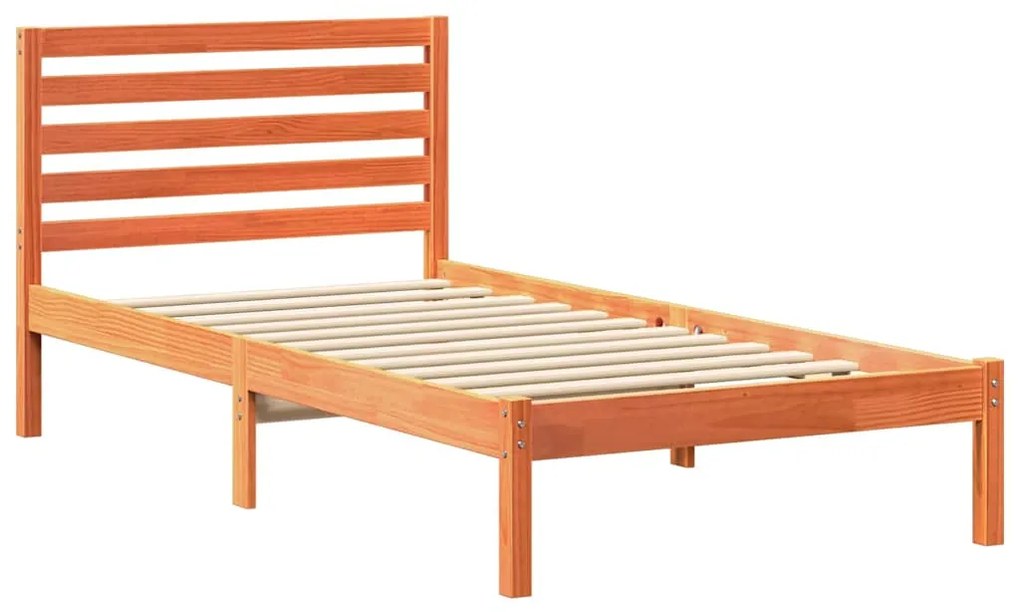 Estrutura da Cama com cabeceira Castanho-mel 90 x 190 cm