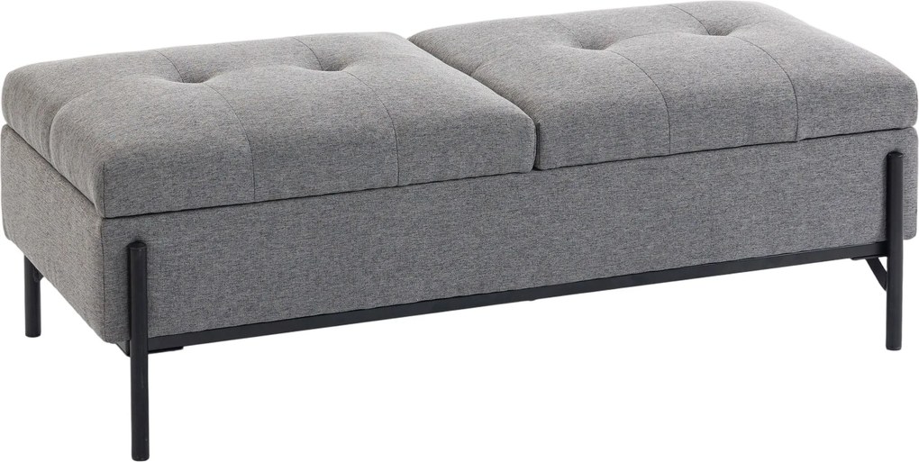 HOMCOM Baú de assento em linho, banco de cama com 2 compartimentos, tampas articuladas e acolchoamento extra espesso, 117 x 50 x 44 cm | Aosom Portugal